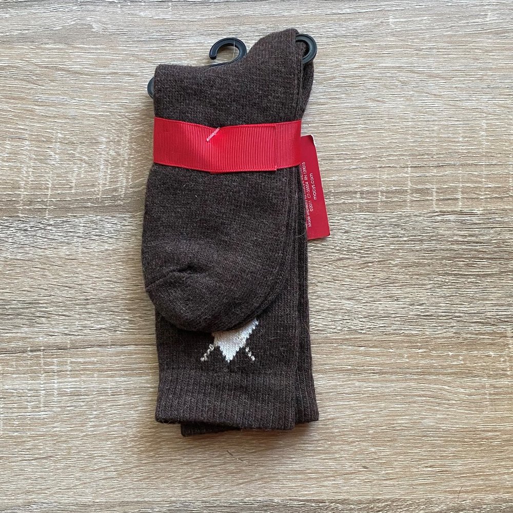 NWT Charter Club Brown/Pink Argyle Cashmere Socks - Picture 2 of 2